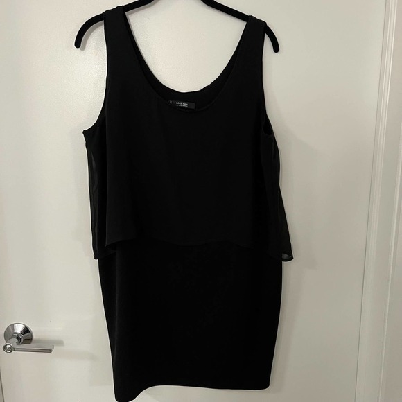 Mango Black Overlay Layered Mini Sleeveless Dress Medium - Picture 2 of 6